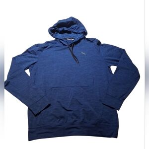 Puma Men’s Poly Fleece Hoodie Deep Blue Heather - Size Medium
